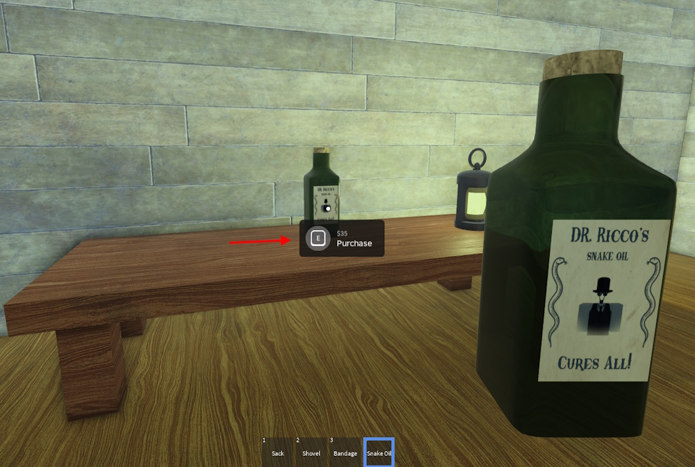 Purchasing Snake Oil in Dead Rails
