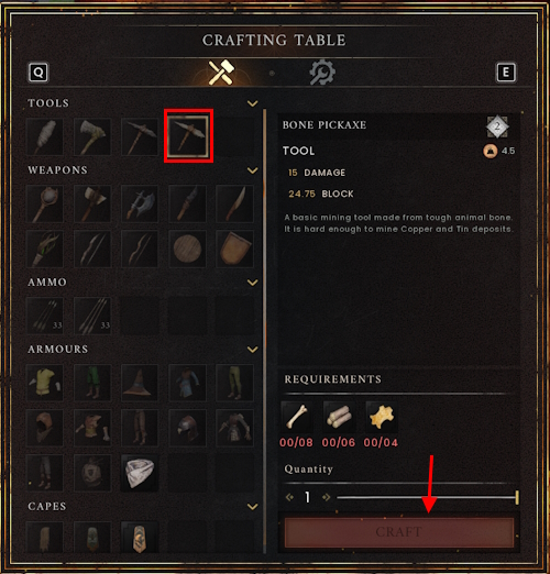 Making a Bone Pickaxe