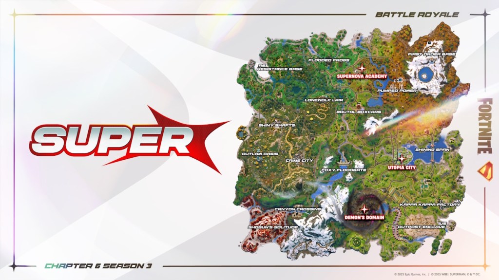 Fortnite Super Chapter 6 Season 3 Map Overview