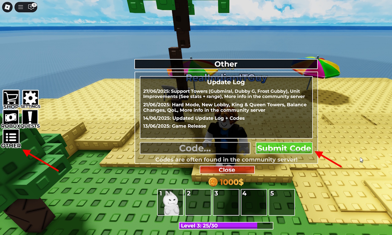 How to redeem Gubby Tower Defense codes