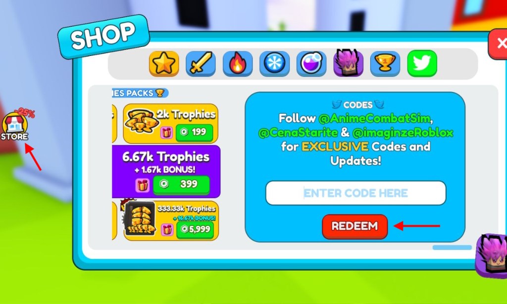 Redeeming codes in Anime Sword Master